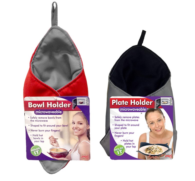 Jokari Microwavable Heat Resistant Plate and Bowl Holder Bundle Pack Protects Hands from Hot Dishes. Microwave and Washing Machine Safe Kozy for Heating Soup or Leftover Food or Meals to Eat and Watch TV. - Image 1